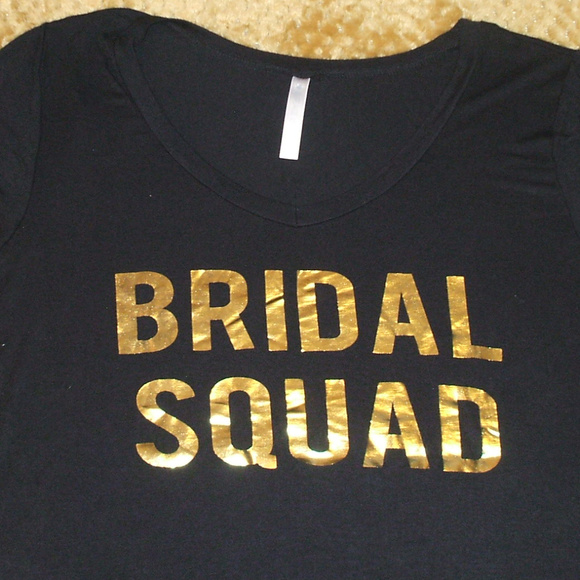Black & Gold Bridal Squad V Neck Shirt - Picture 3 of 3